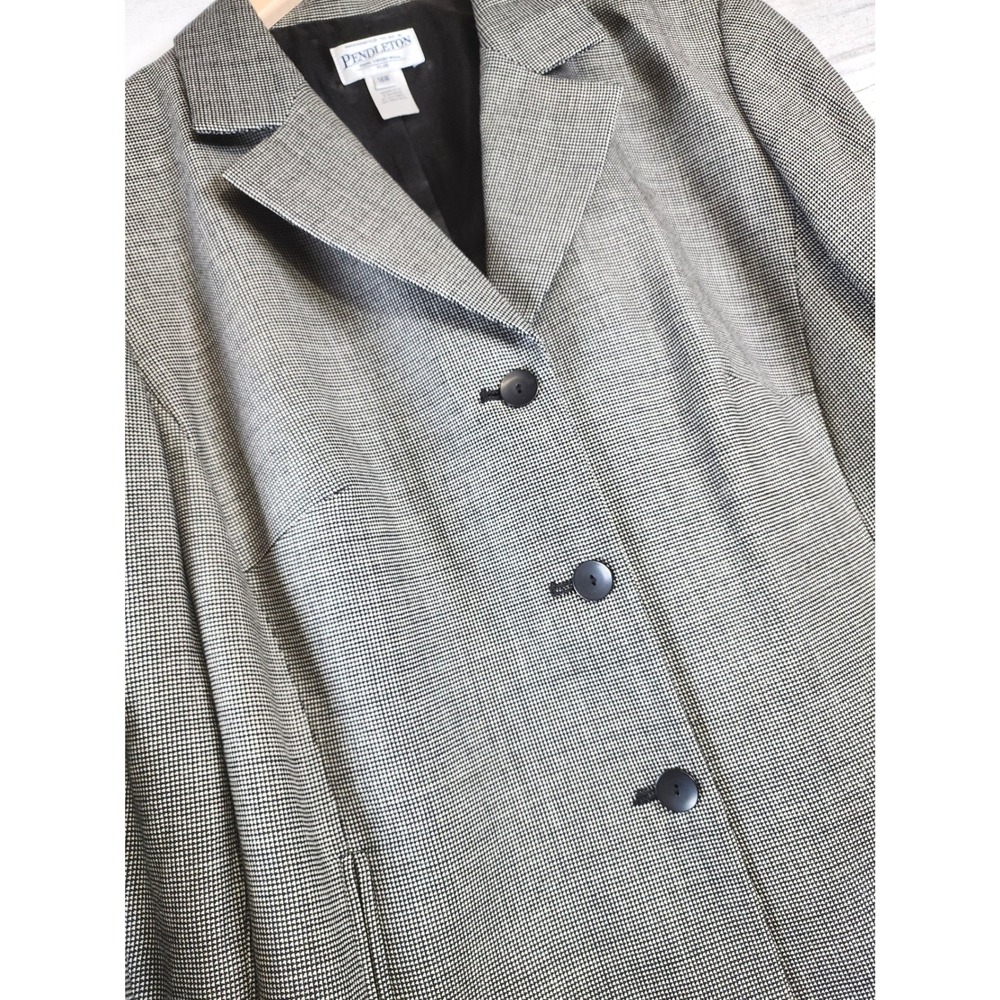 Pendleton Blazer Jacket Women 16W Houndstooth 100% Virgin Wool
